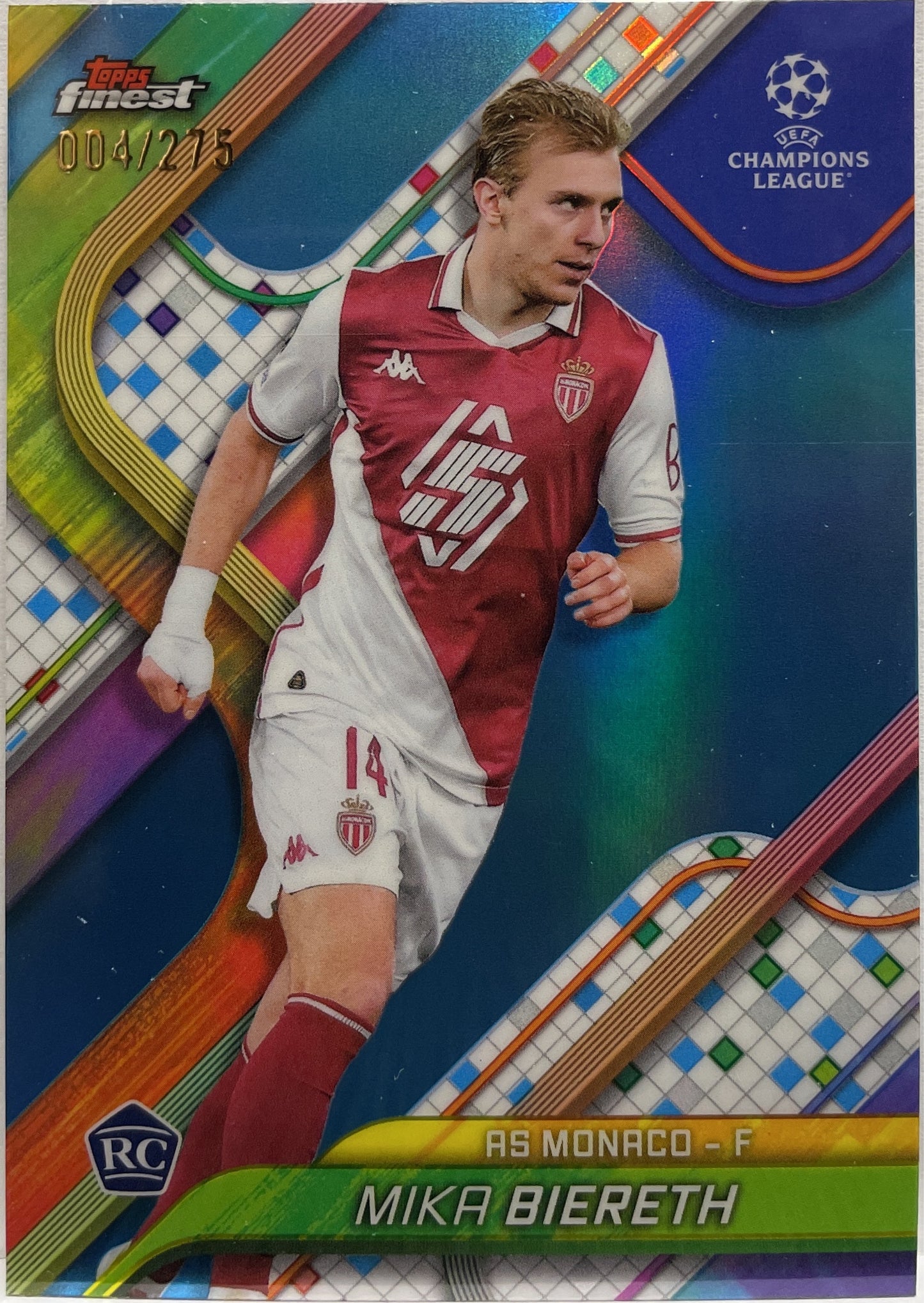 Mika Biereth 4/275 Rookie Sky Blue Topps Finest UCC 2024/25