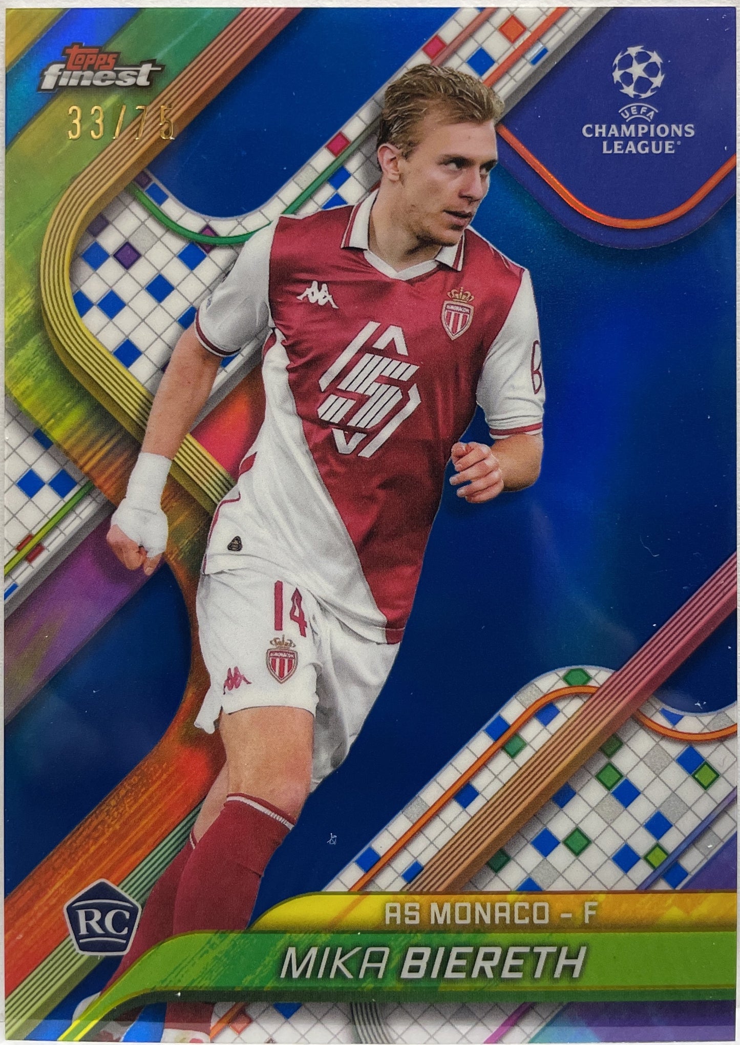 Mika Biereth 33/75 Rookie Blue Topps Finest UCC 2024/25