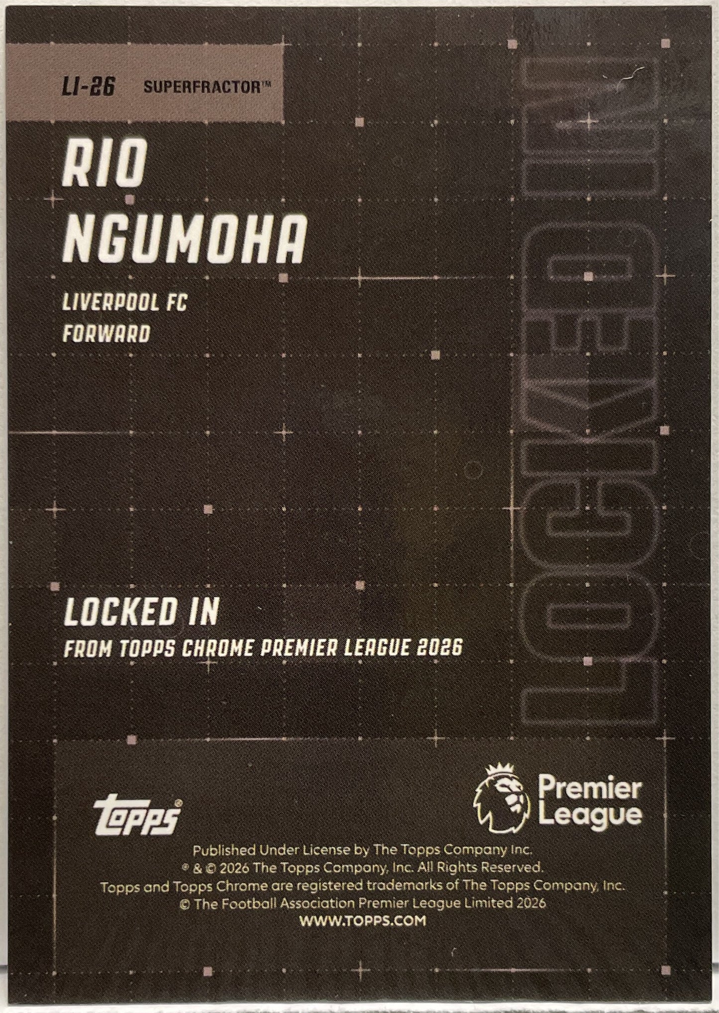 Rio Ngumoha 1/1 Rookie Superfractor Topps Chrome Premier League EPL 2026
