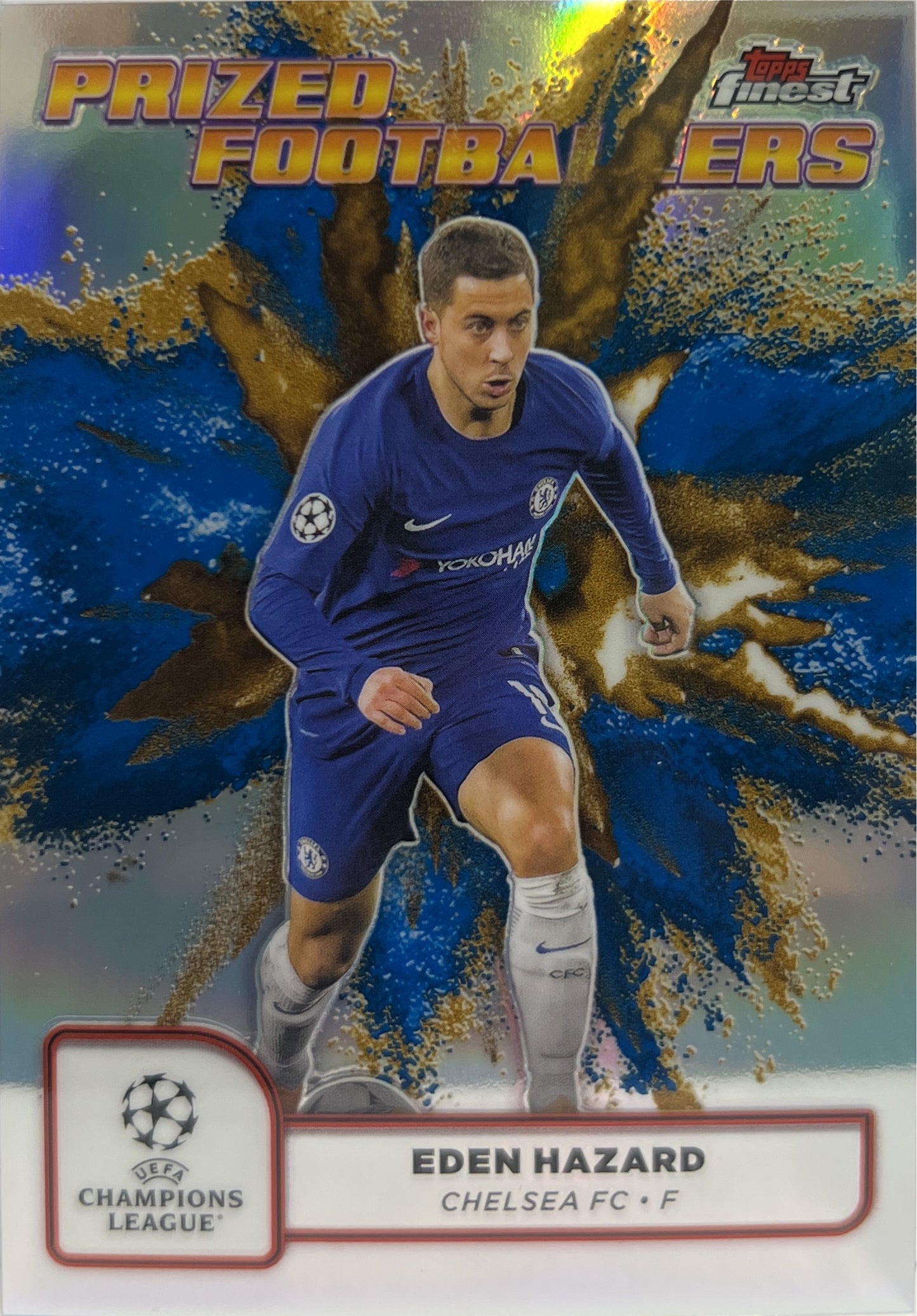 Eden Hazard Prized Footballers Fusion Variation Blue Gold Topps Finest UCC 2024/25