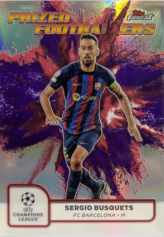 Sergio Busquets Prized Footballers Fusion Variation Purple Red Topps Finest UCC 2024/25