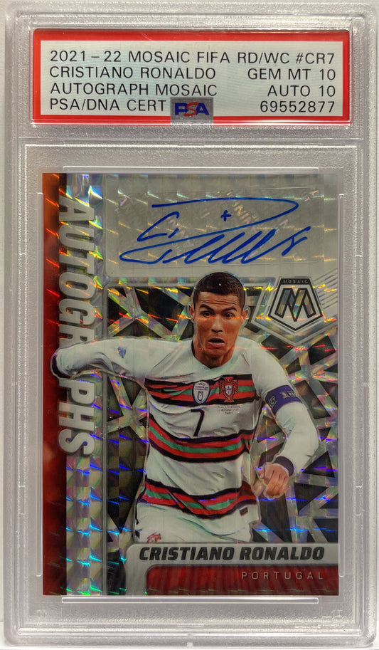 Cristiano Ronaldo Autograph Mosaic Fifa Road To Qatar 2021/22 PSA 10 Auto 10