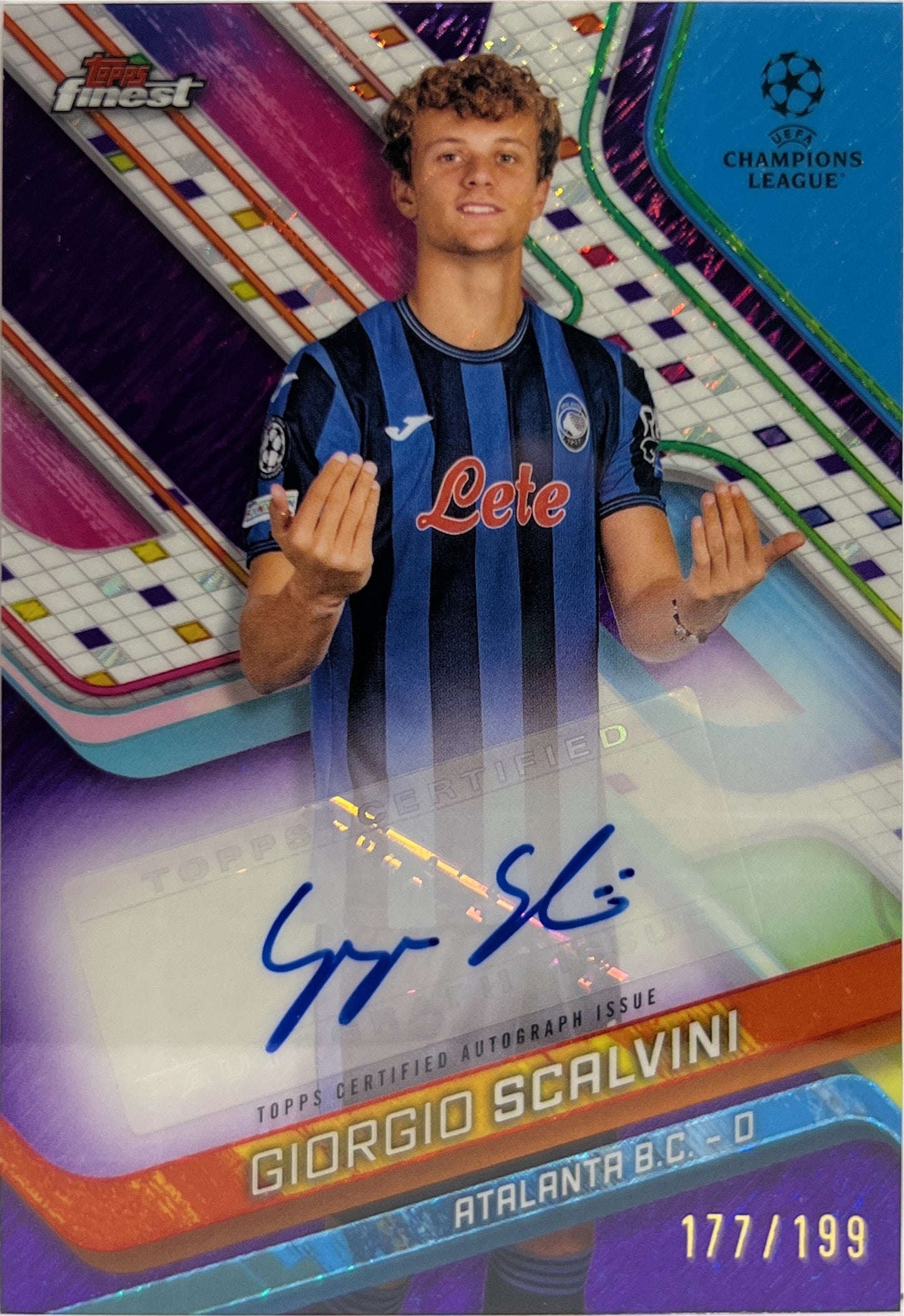Giorgio Scalvini 177/199 Autograph Purple Shimmer Topps Finest UCC 2024/25