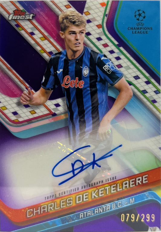Charles De Ketelaere 79/299 Autograph Purple Topps Finest UCC 2024/25