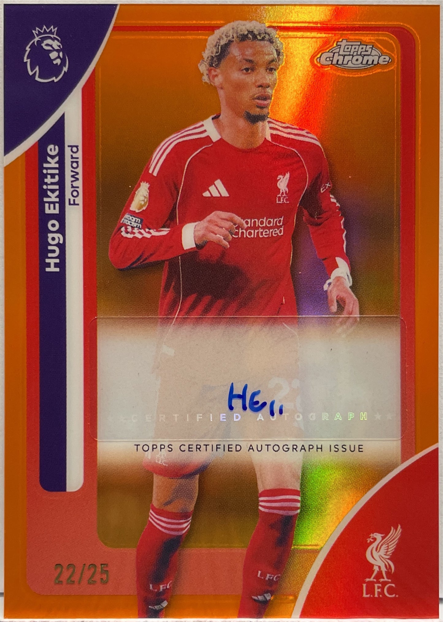 Hugo Ekitike 22/25 Autograph Orange Topps Chrome Premier League EPL 2026