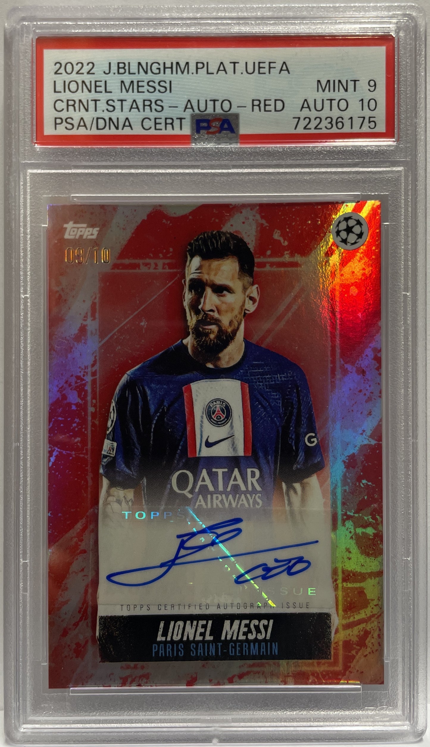 Lionel Messi 9/10 Autograph Current Stars Red Topps Jude Bellingham Platinum Curated Set 2022 PSA 9 Auto 10
