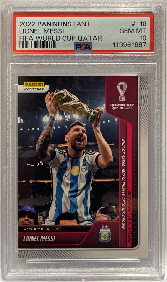Lionel Messi Fifa World Cup Qatar Panini Instant 2022 PSA 10 Auto 10