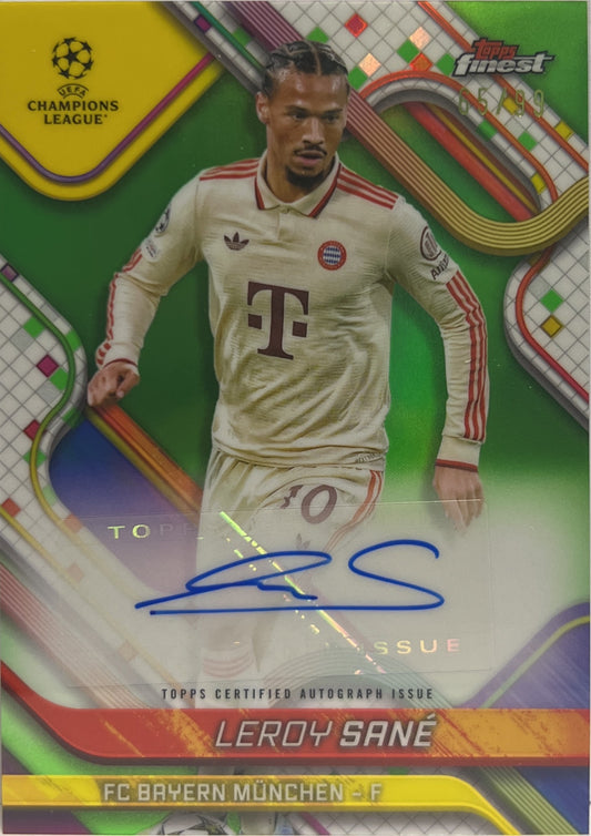 Leroy Sane 65/99 Autograph Neon Green Topps Finest UCC 2024/25
