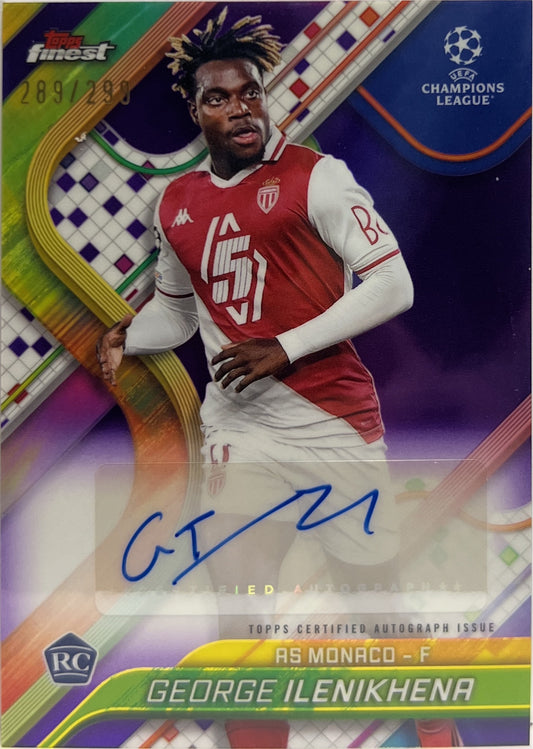 George Ilenikhena 289/299 Rookie Autograph Purple Topps Finest UCC 2024/25