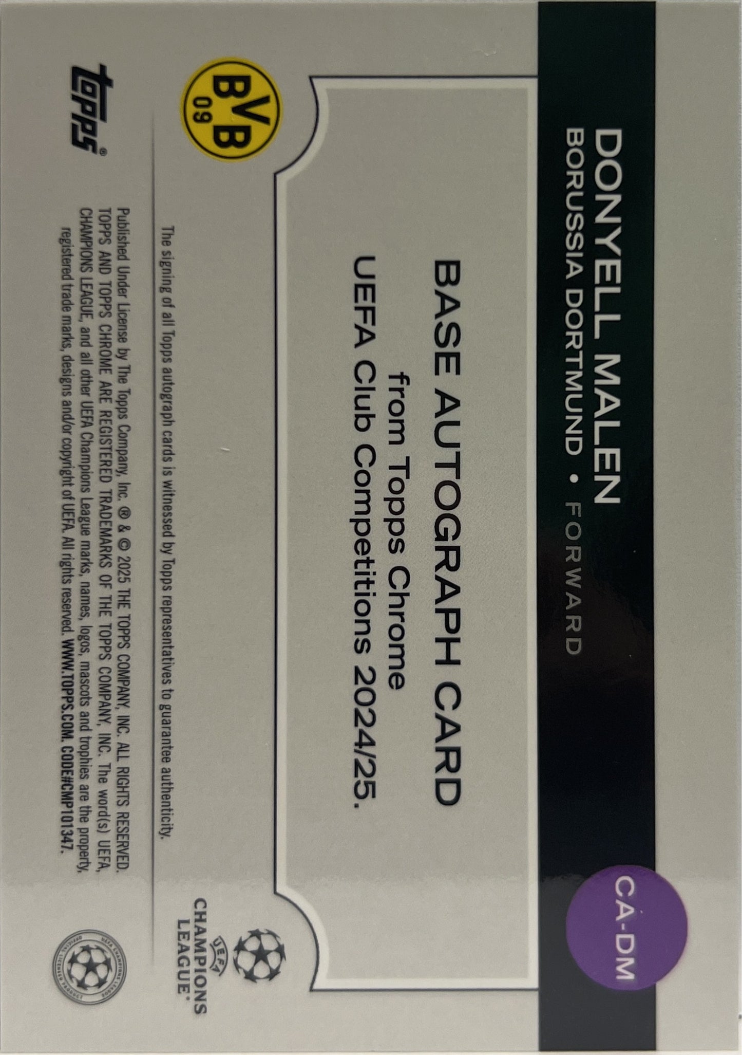 Donyell Malen 105/199 Autograph Aqua Lava Topps Chrome UCC 2024/25