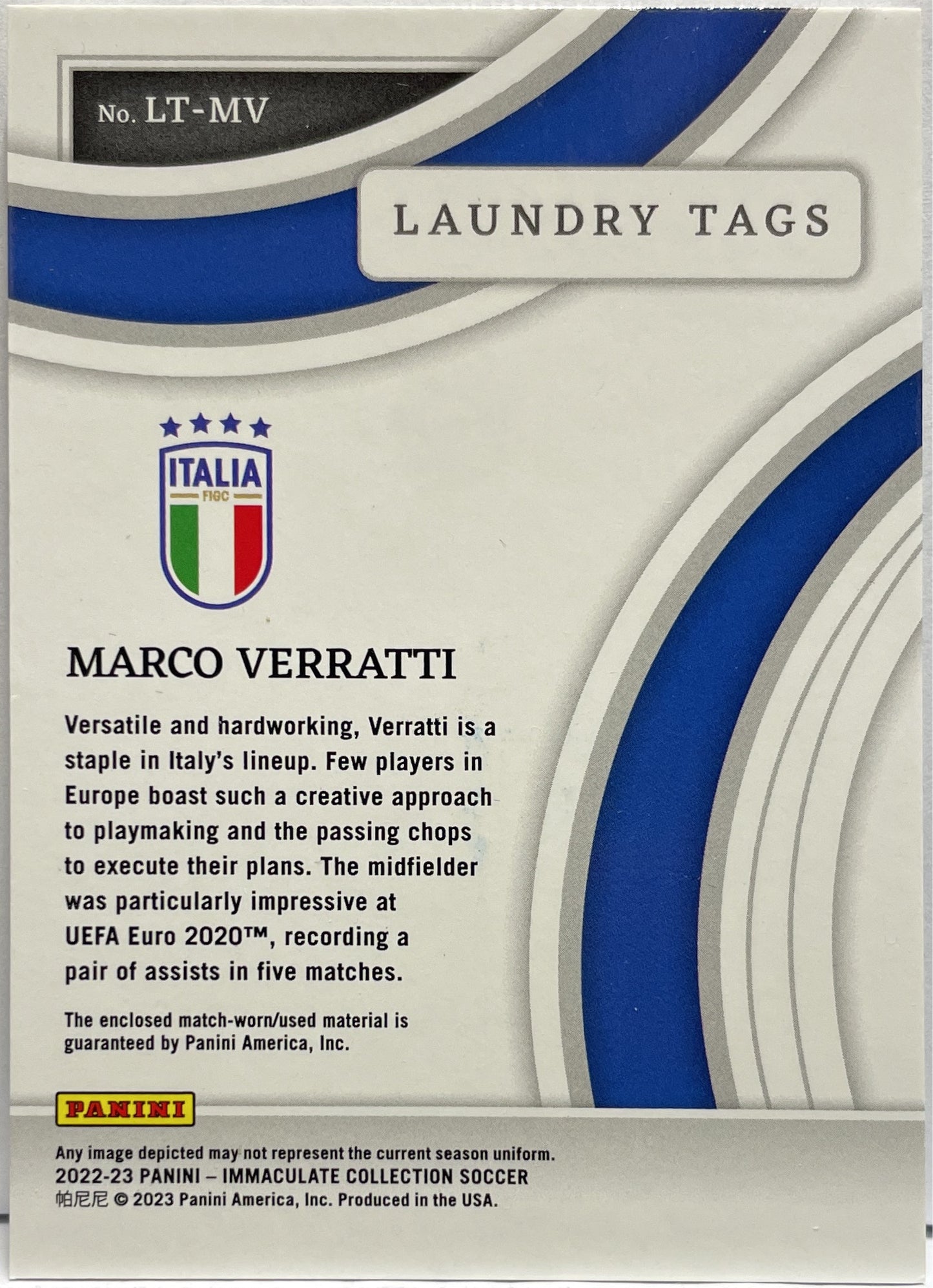 Marco Verratti 1/1 Patch Worn Panini Immaculate 2022/23