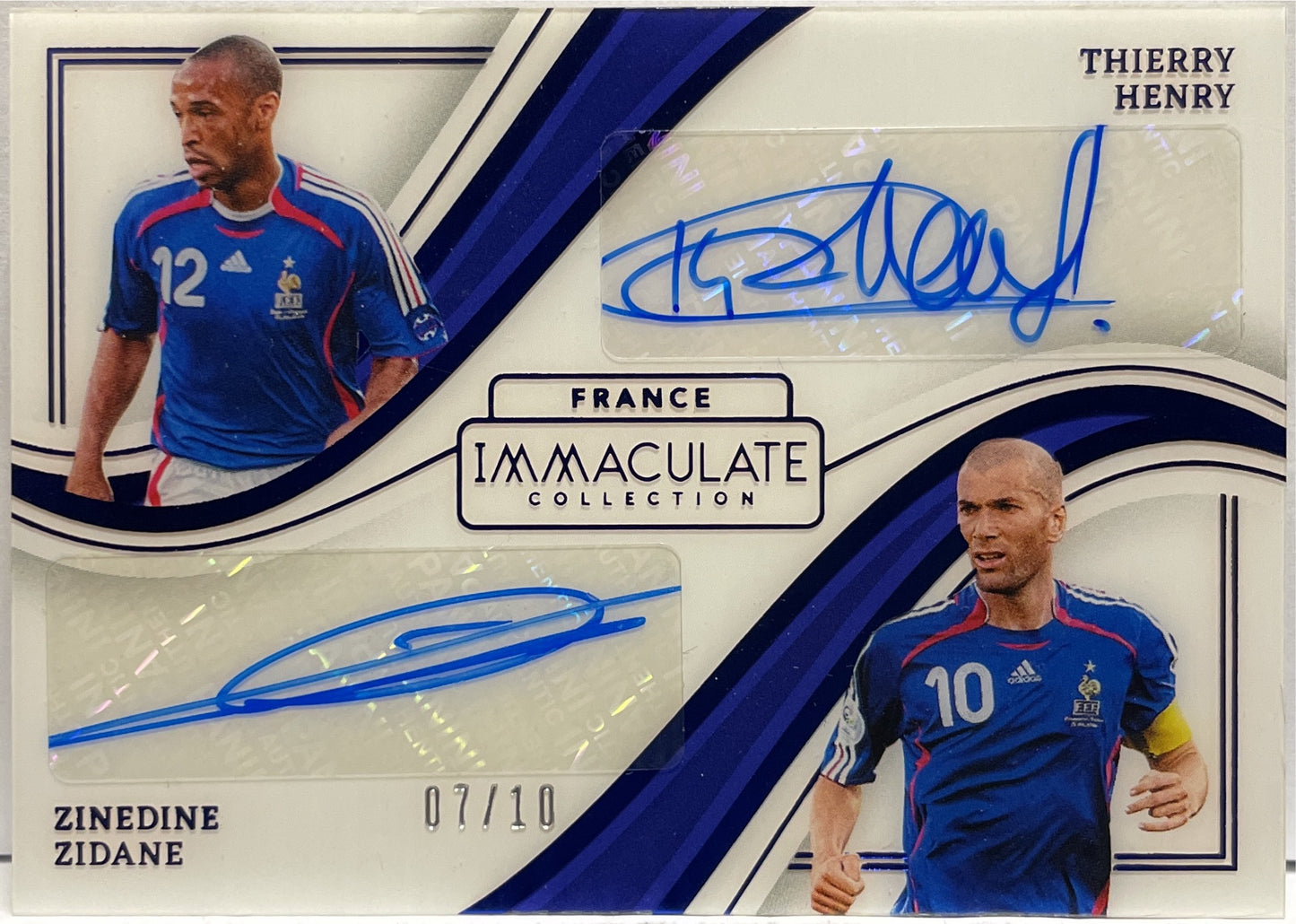 Zinedine Zidane Thierry Henry 7/10 Dual Autograph Panini Immaculate 2023/24