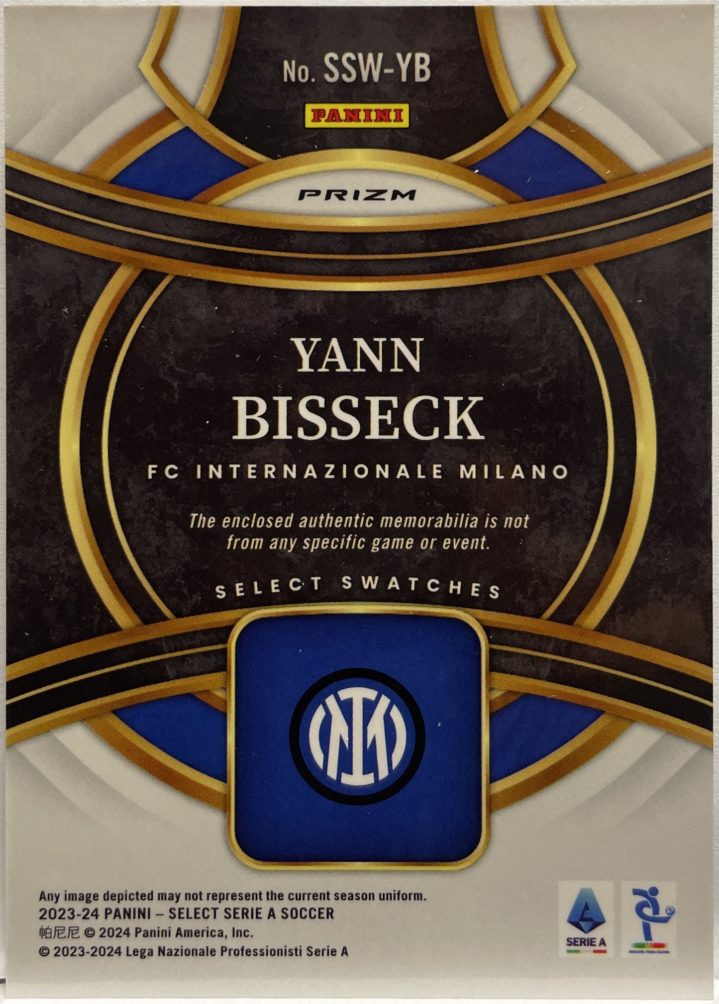 Yann Bisseck Rookie Patch Select Swatches Select Serie A 2023/24