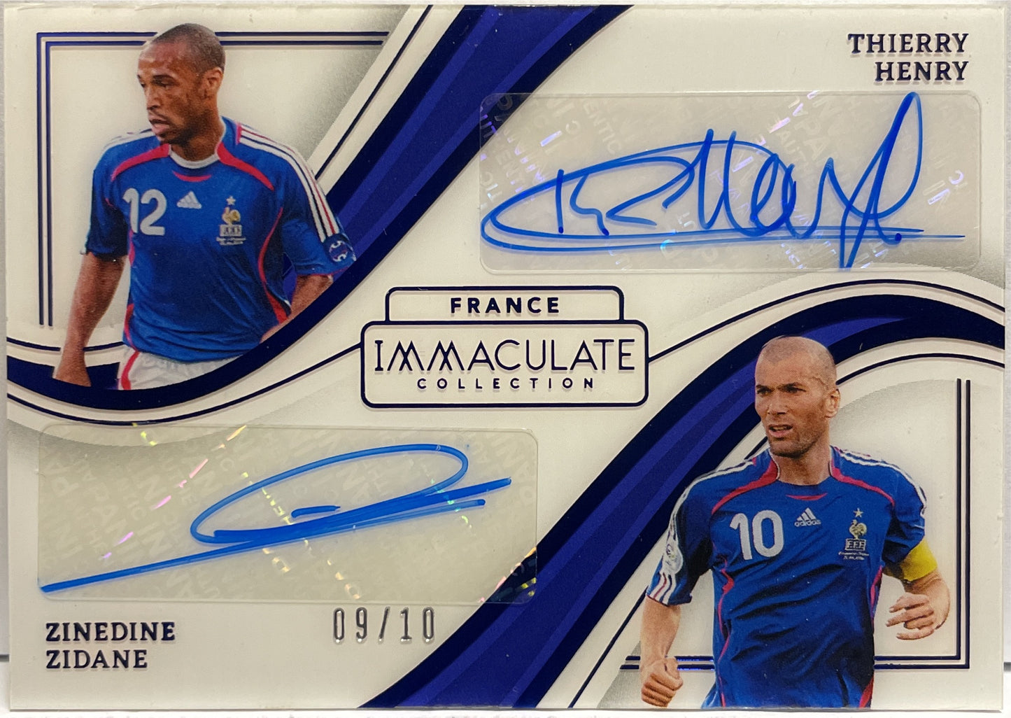 Zinedine Zidane Thierry Henry 9/10 Dual Autograph Panini Immaculate 2023/24