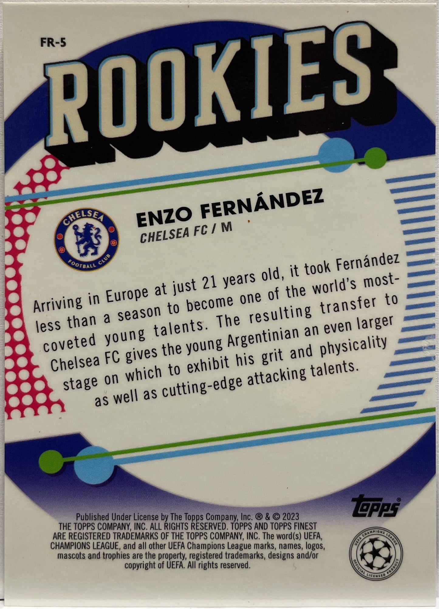 Enzo Fernandez 36/50 Rookies Gold Topps Finest UCC 2022/23