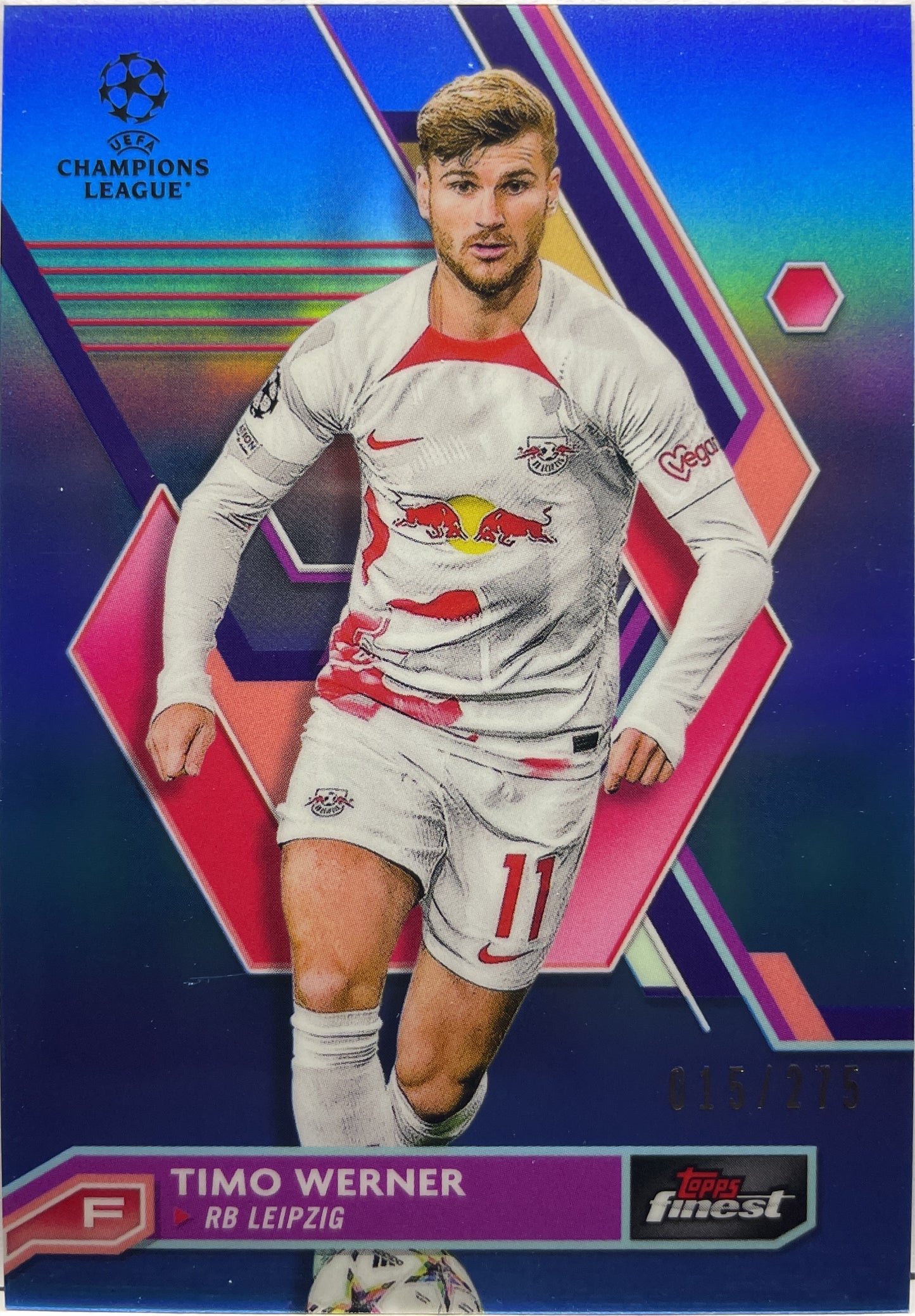 Timo Werner 15/275 Sky Blue Topps Finest UCC 2022/23