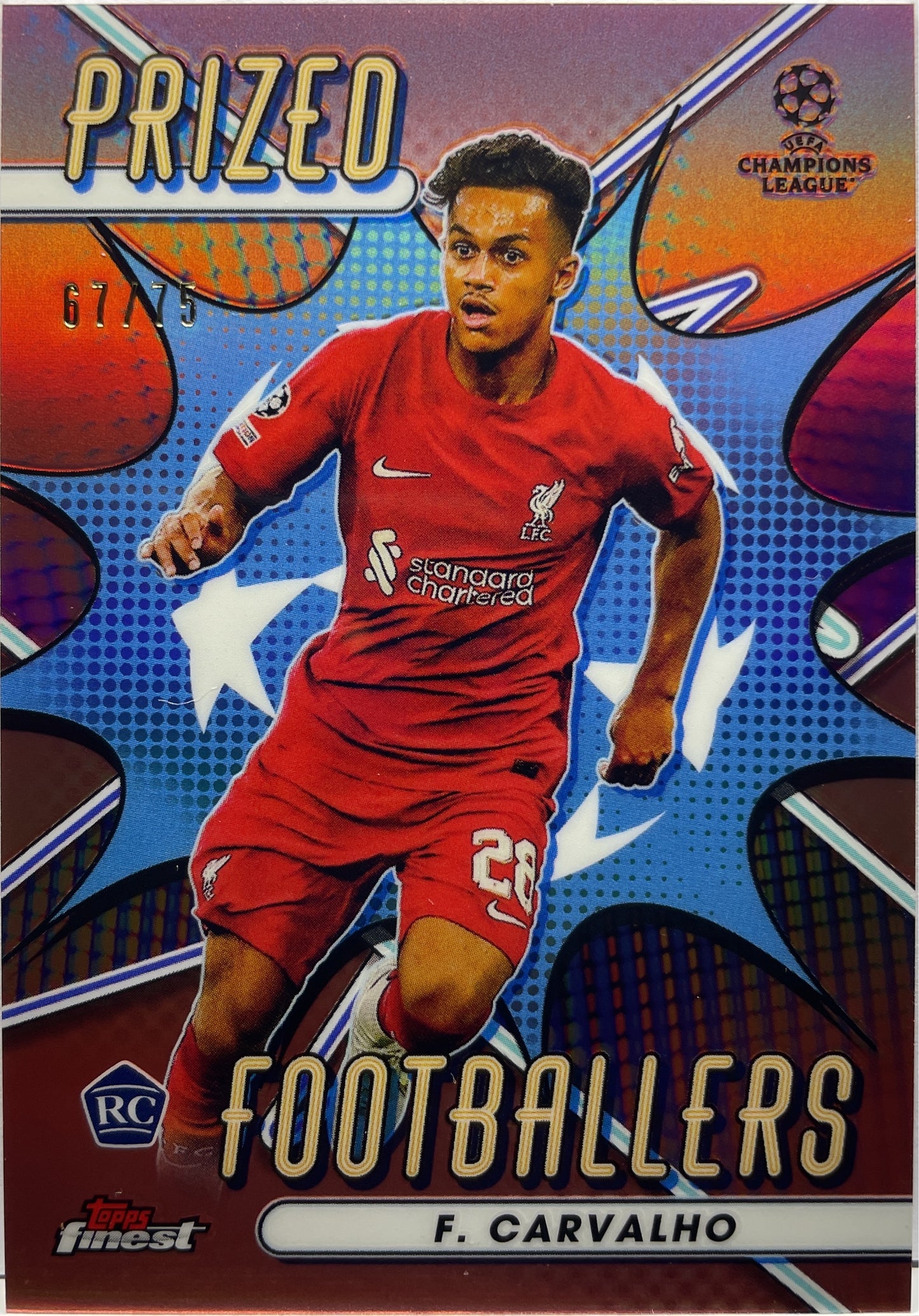 Fabio Carvalho 67/75 Rookie Prized Footballers Rose Gold Topps Finest UCC 2022/23