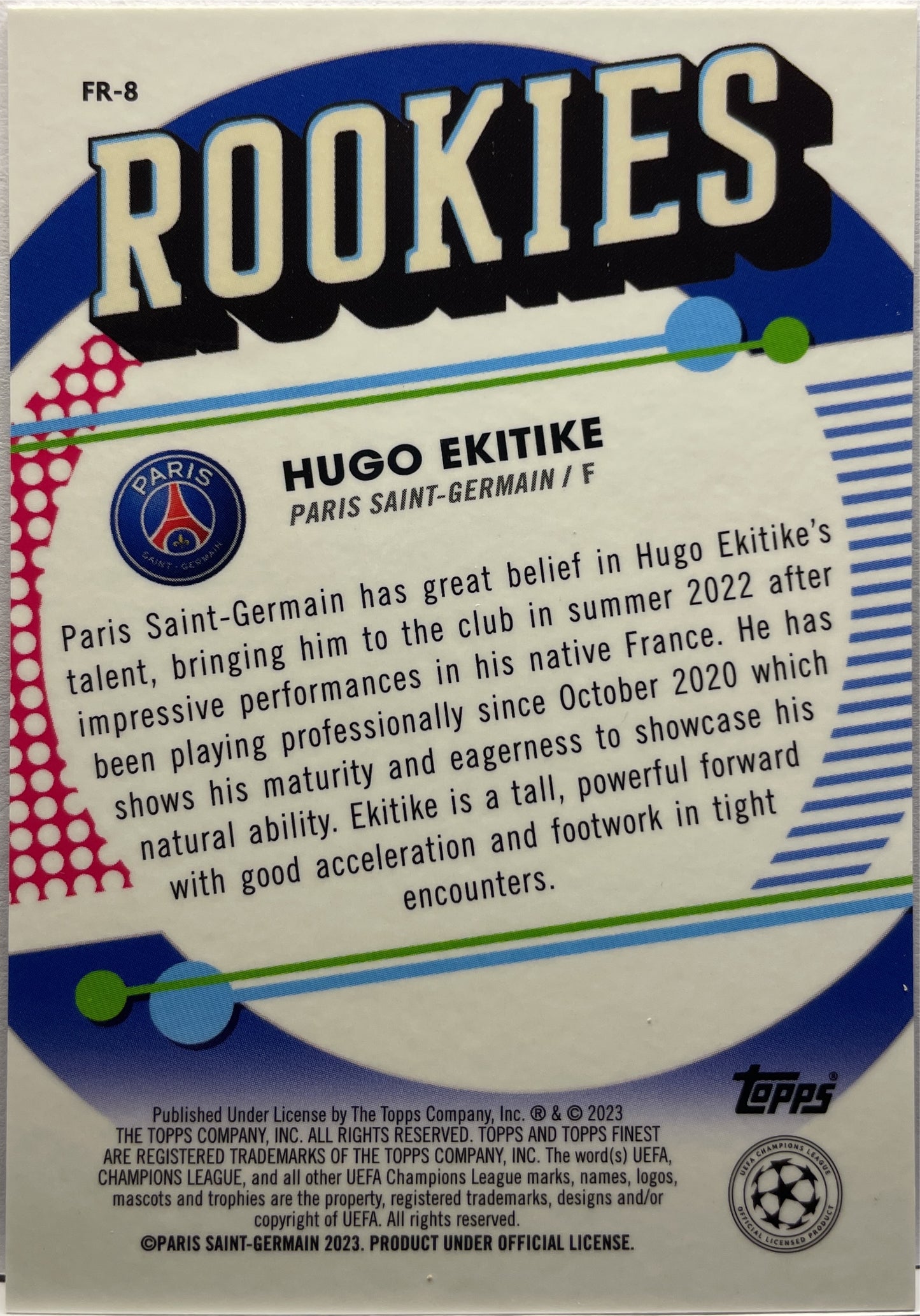 Hugo Ekitike 86/299 Rookies Purple Topps Finest UCC 2022/23