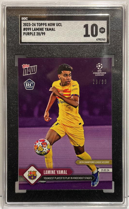 Lamine Yamal 28/99 Rookie Purple Topps Now 2023/24 SGC 10