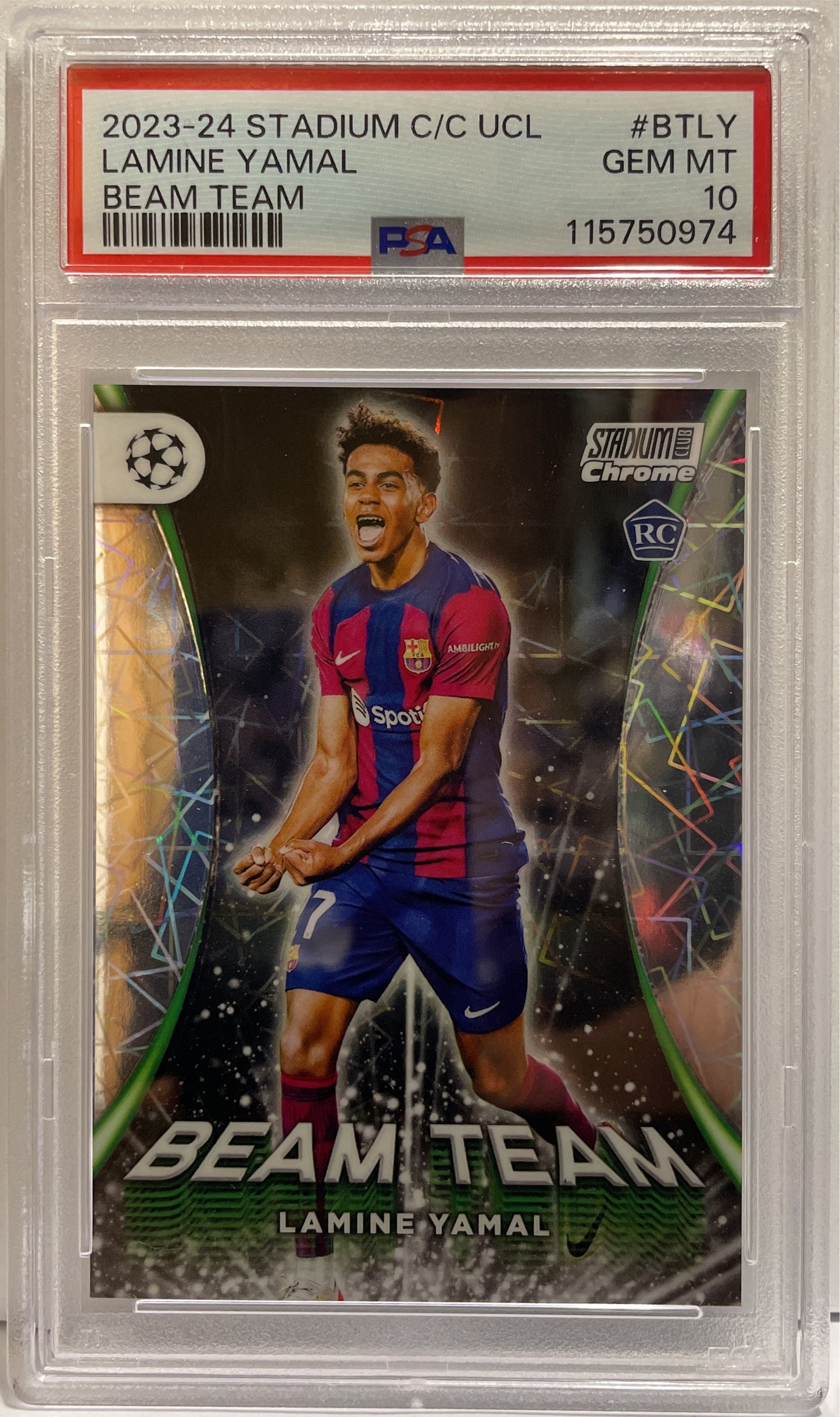 Lamine Yamal Rookie Beam Team Topps Stadium Chrome 2023/24 PSA 10