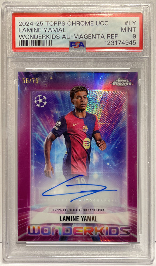 Lamine Yamal 56/75 Autograph Wonderkids Topps Chrome UCC 2024/25 PSA 9