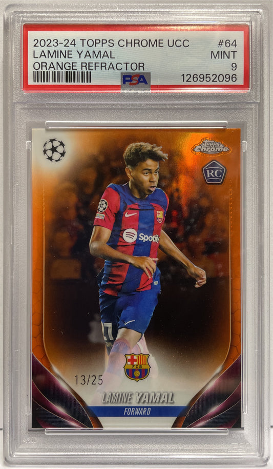 Lamine Yamal 13/25 Rookie Orange Topps Chrome UCC 2023/24 PSA 9