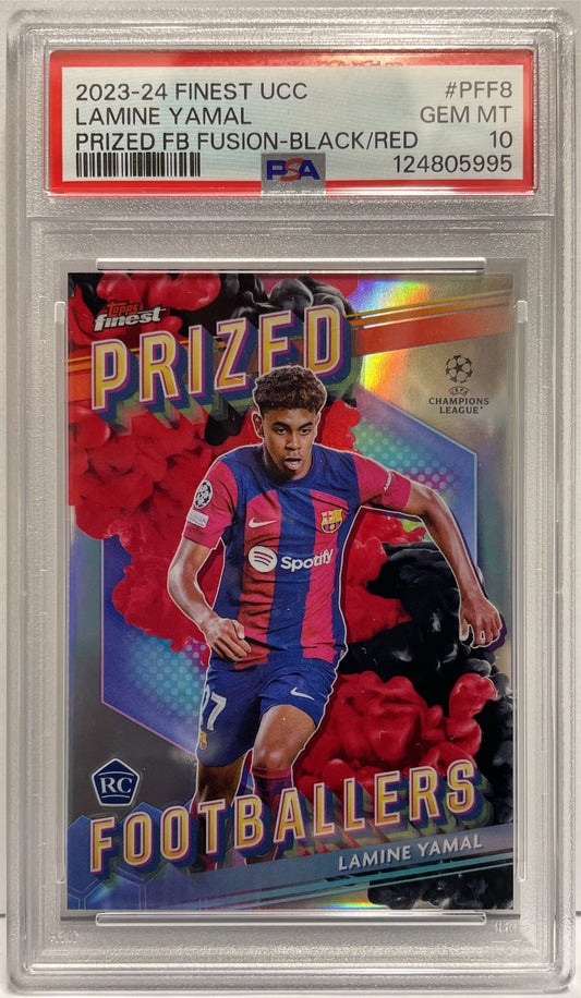 Lamine Yamal Rookie Prized Footballers Fusion Black Red Topps Fines UCC 2023/24 PSA 10