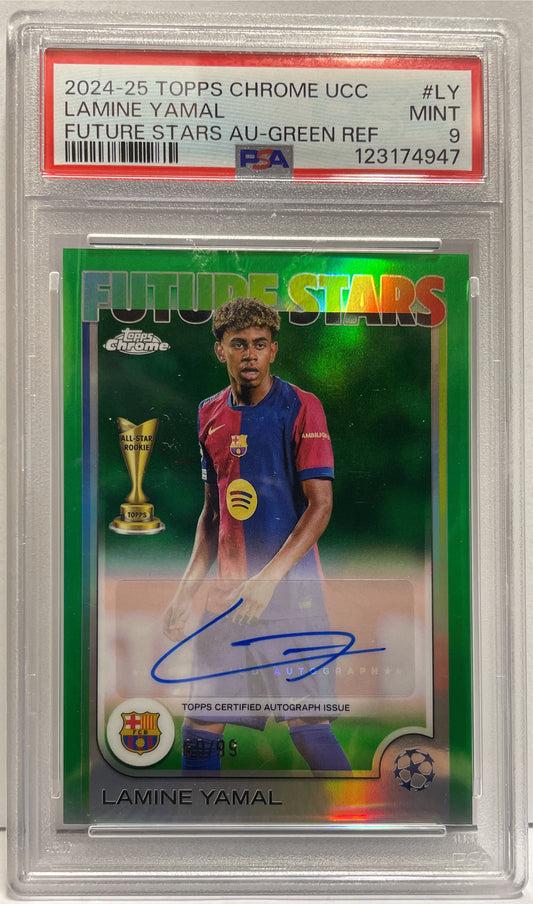 Lamine Yamal 60/99 Autograph Future Stars Green Topps Chrome UCC 2024/25 PSA 9