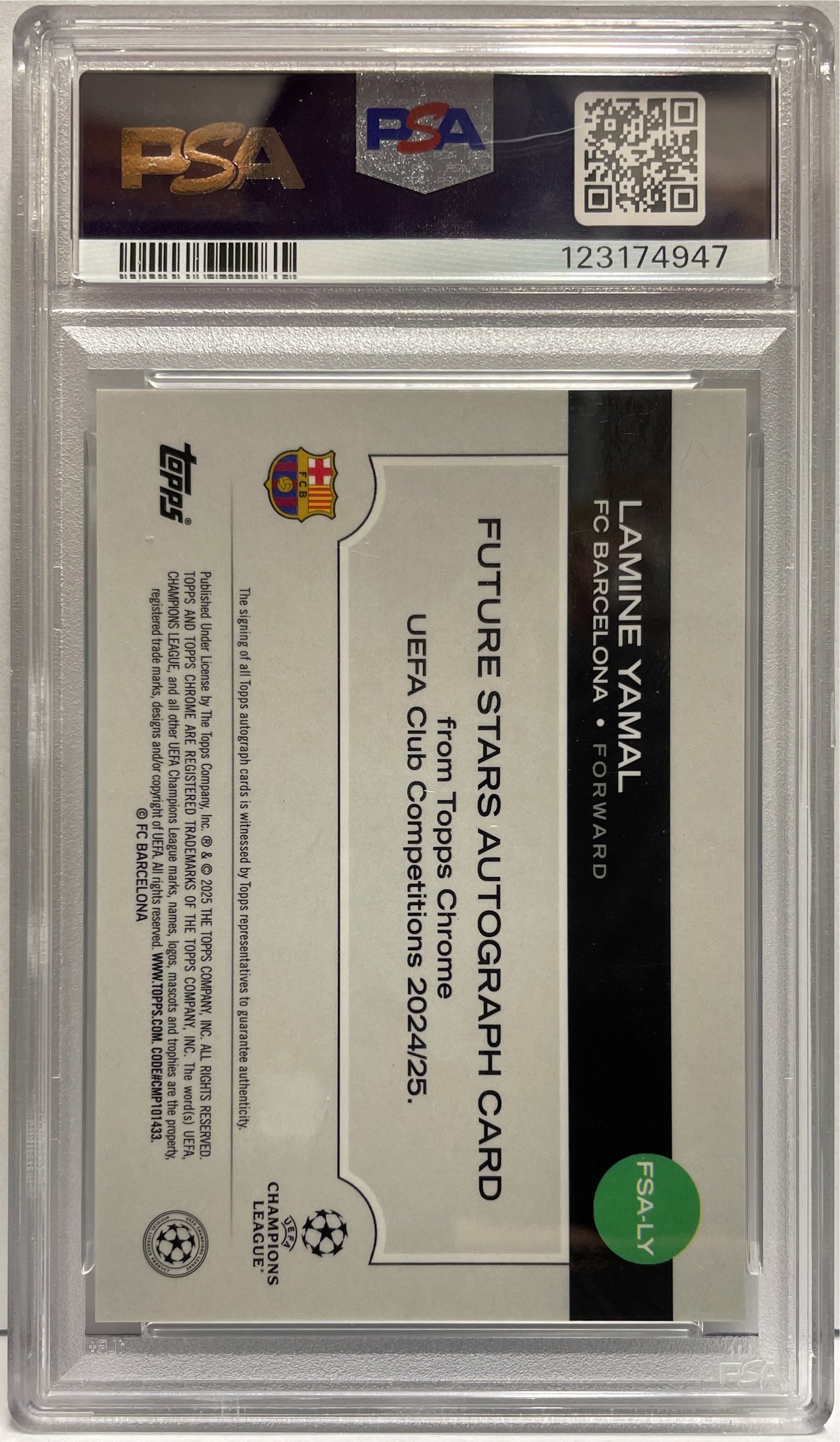 Lamine Yamal 60/99 Autograph Future Stars Green Topps Chrome UCC 2024/25 PSA 9