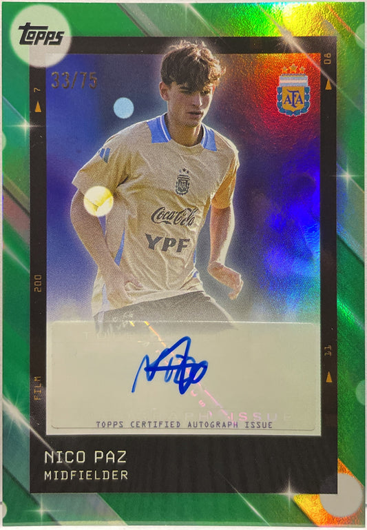Nico Paz 33/75 Autograph Green Topps Focus Argentina 2025