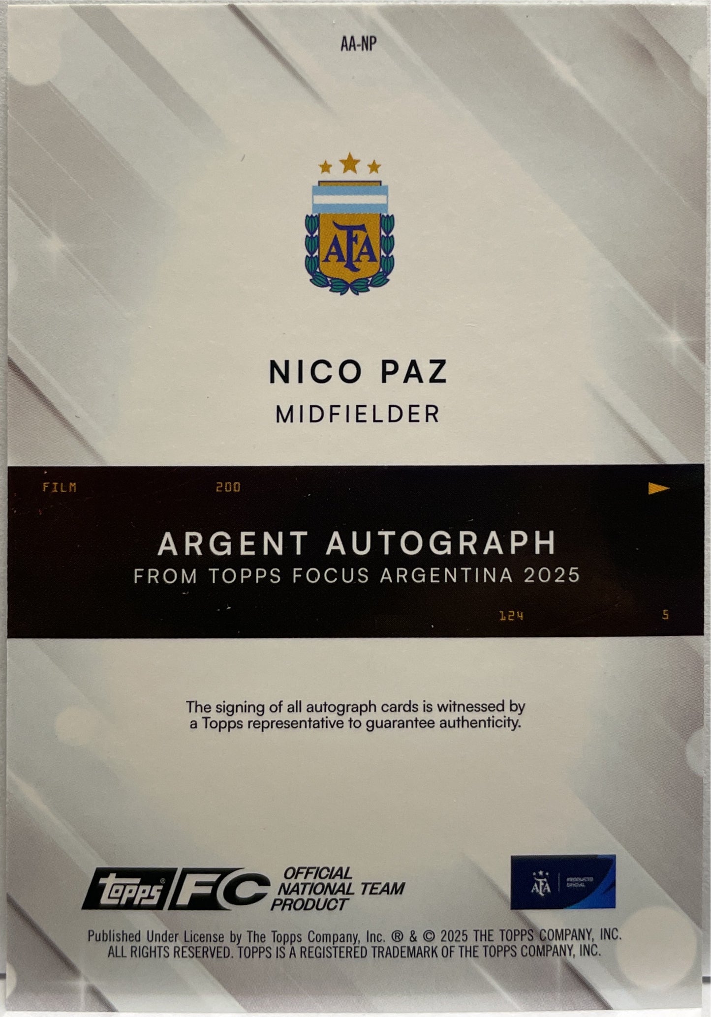 Nico Paz 33/75 Autograph Green Topps Focus Argentina 2025