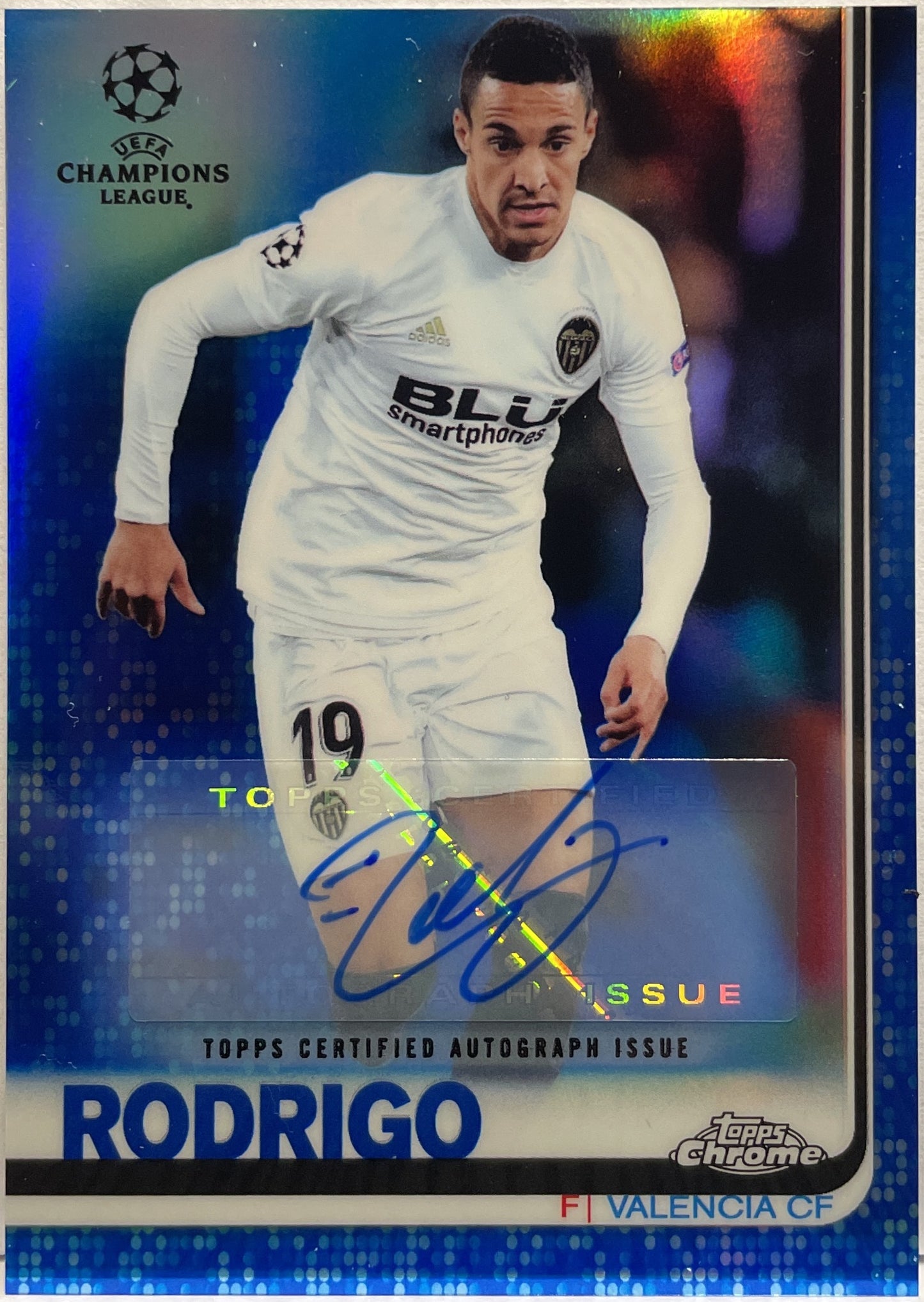 Rodrigo 22/150 Autograph Blue Topps Chrome UCL 2018/19