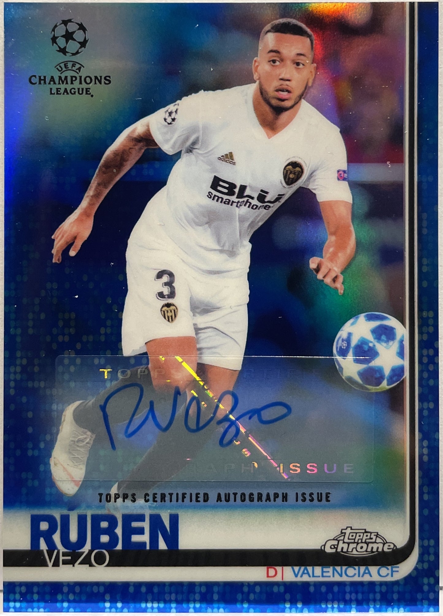 Ruben Vezo 72/150 Autograph Blue Topps Chrome UCL 2018/19