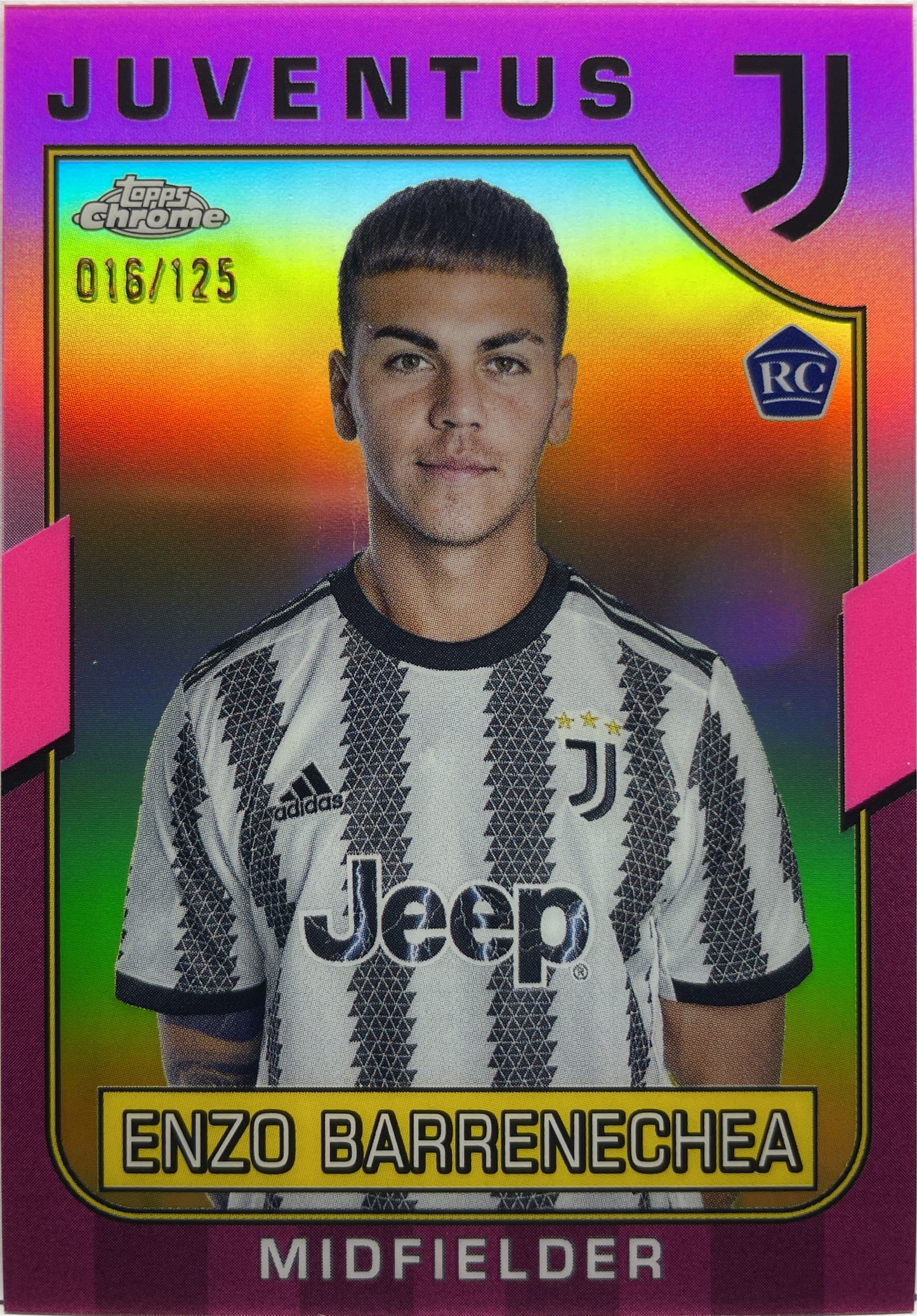 Enzo Barrenechea 16/125 Rookie Pink Topps Chrome Juventus 2022/23