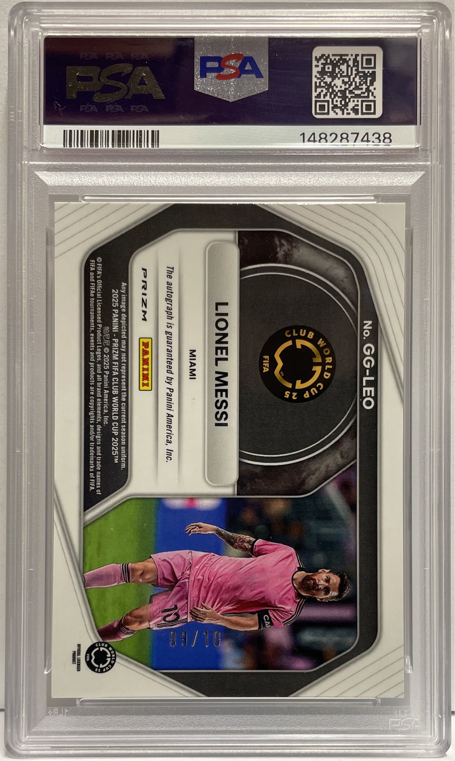 Lionel Messi 9/10 Autograph Global Graphs Gold Panini Prizm Fifa World Cup 2025 PSA 10