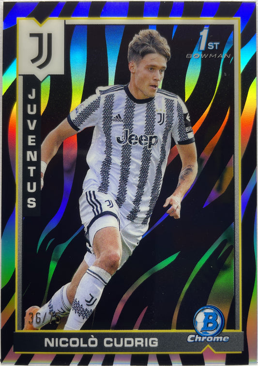 Nicolo Cudrig 36/75 1ST Bowman Zebra Topps Chrome Juventus 2022/23