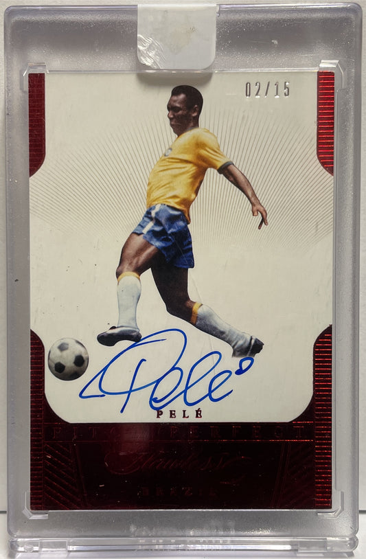 Pele 2/15 Autograph On Card Red Panini Flawless 2015/16