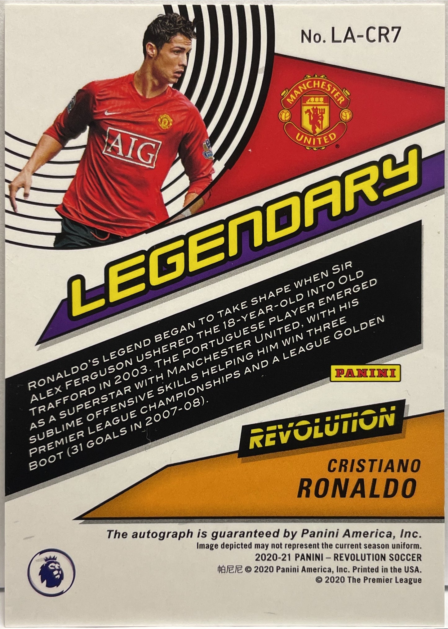 Cristiano Ronaldo Autograph Legendary Panini Revolution 2020/21