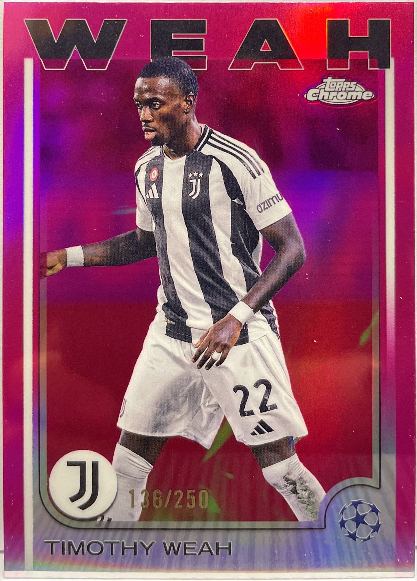 Timothy Weah 136/250 Pink Topps Chrome UCC 2024/25