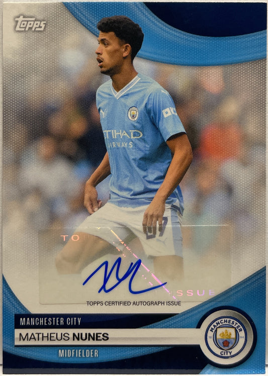 Matheus Nunes Autograph Topps Manchester City Team Set 2023/24