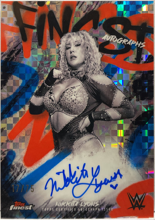Nikkita Lyons 11/75 Autograph On Card Blue Checkerboard Topps Finest WWE 2025