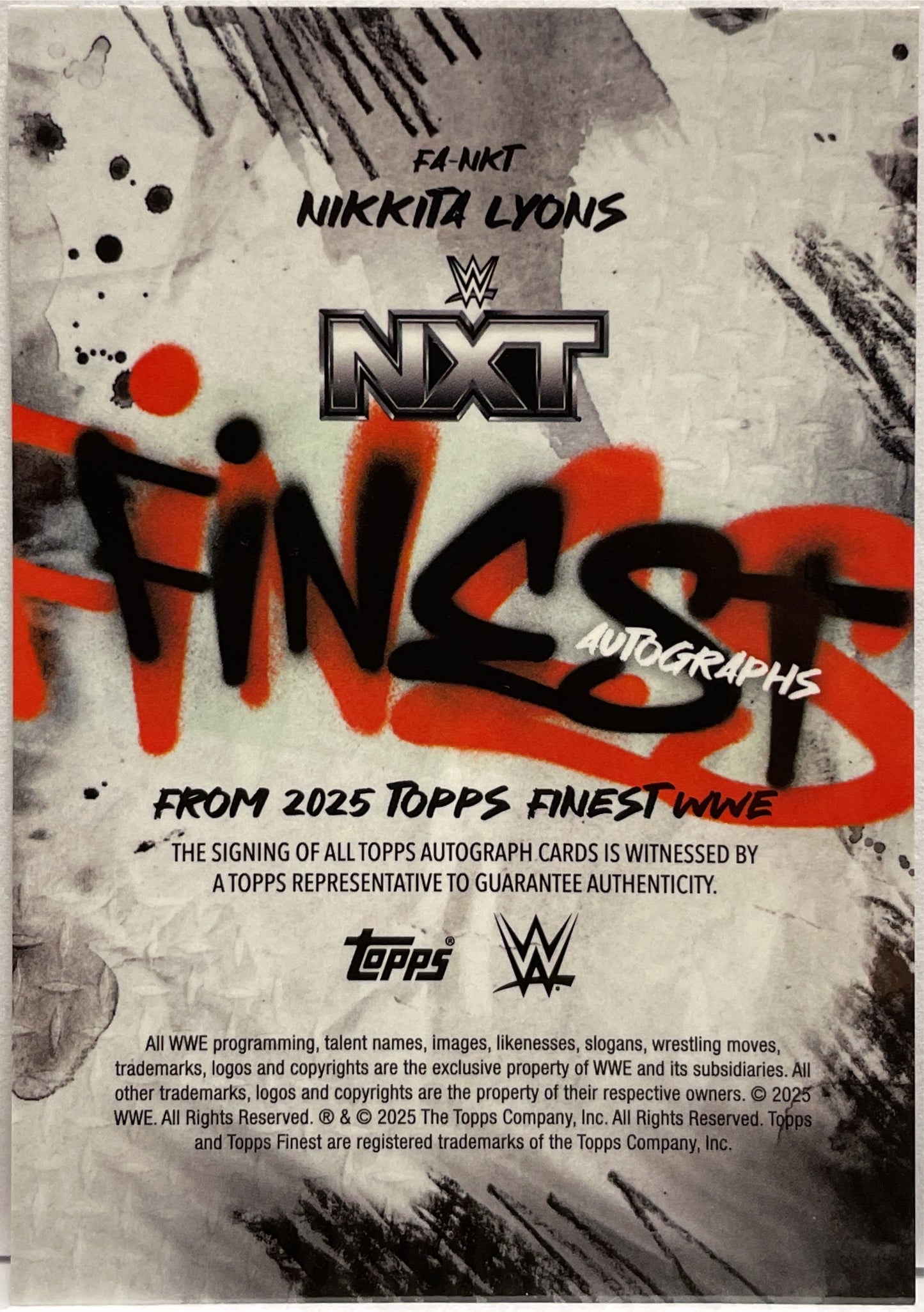 Nikkita Lyons 11/75 Autograph On Card Blue Checkerboard Topps Finest WWE 2025