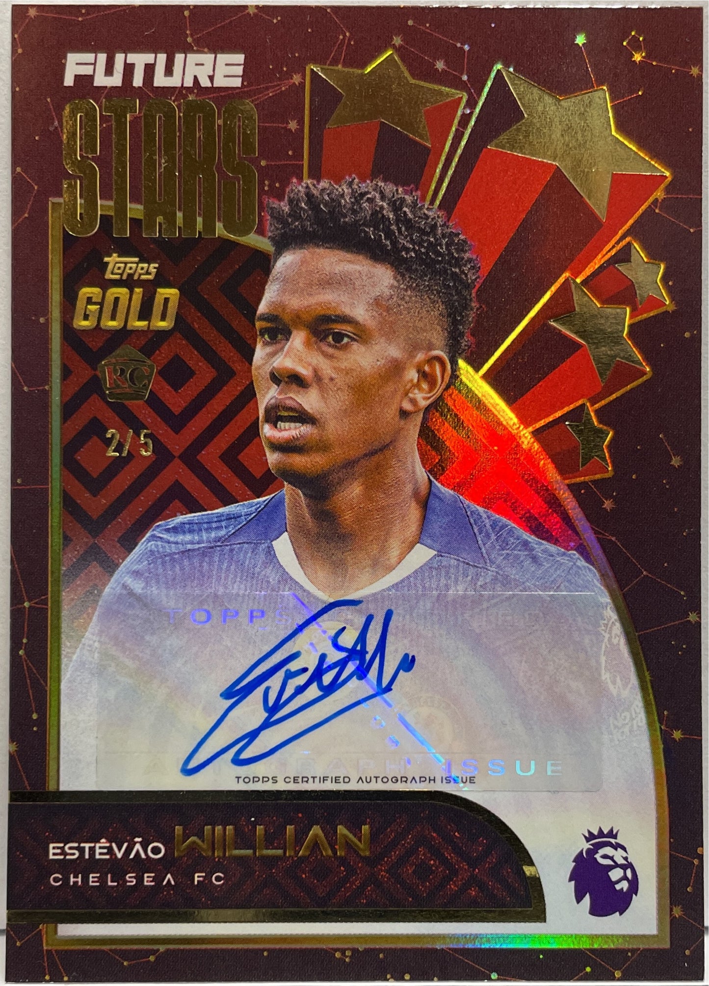 Estevao Willian 2/5 Rookie Autograph Future Stars Topps Gold EPL Premier League 2025/26