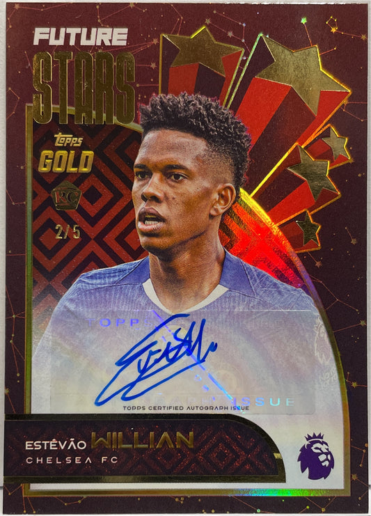 Estevao Willian 2/5 Rookie Autograph Future Stars Topps Gold EPL Premier League 2025/26