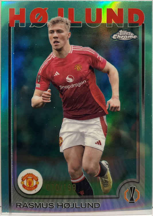 Rasmus Hojlund 70/199 Aqua Topps Chrome UCC 2024/25