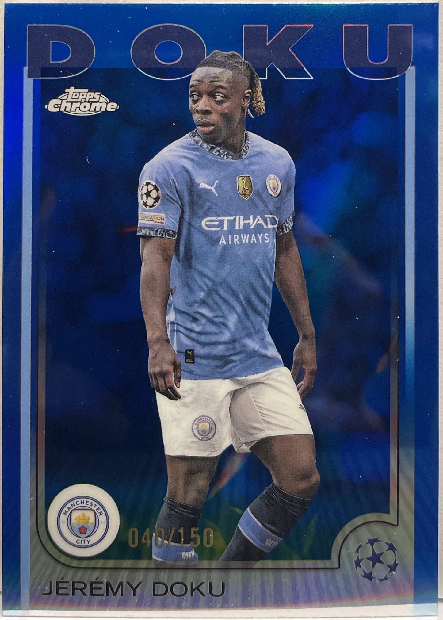 Jeremy Doku 40/150 Blue Topps Chrome UCC 2024/25