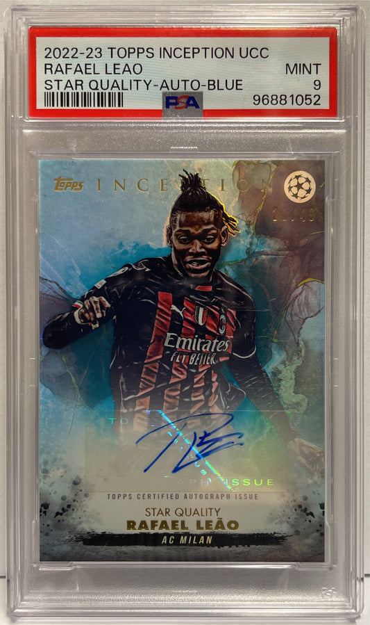 Rafael Leao 21/49 Autograph Star Quality Blue Topps Inception 2022/23 PSA 9
