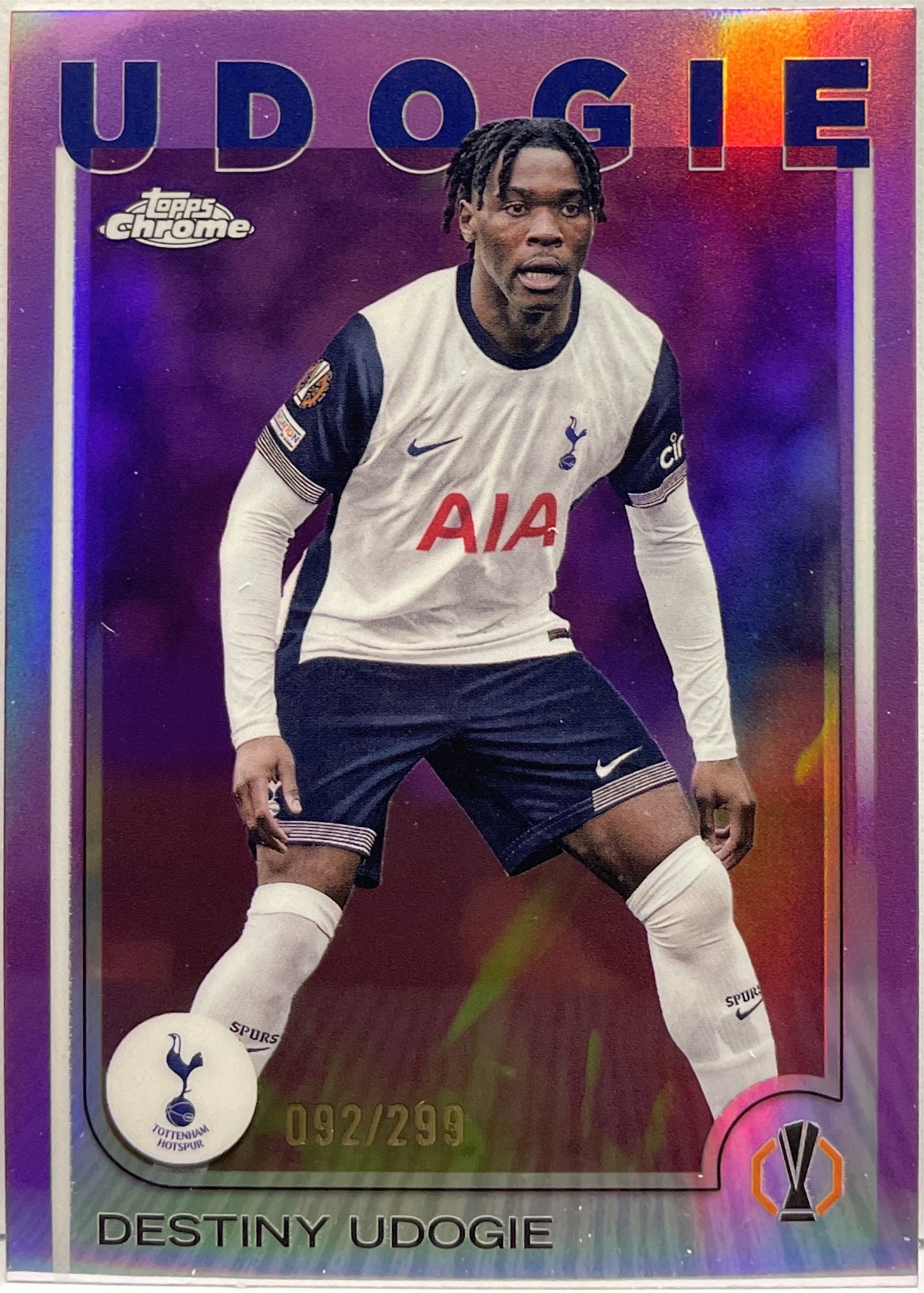 Destiny Udogie 92/299 Violet Topps Chrome UCC 2024/25
