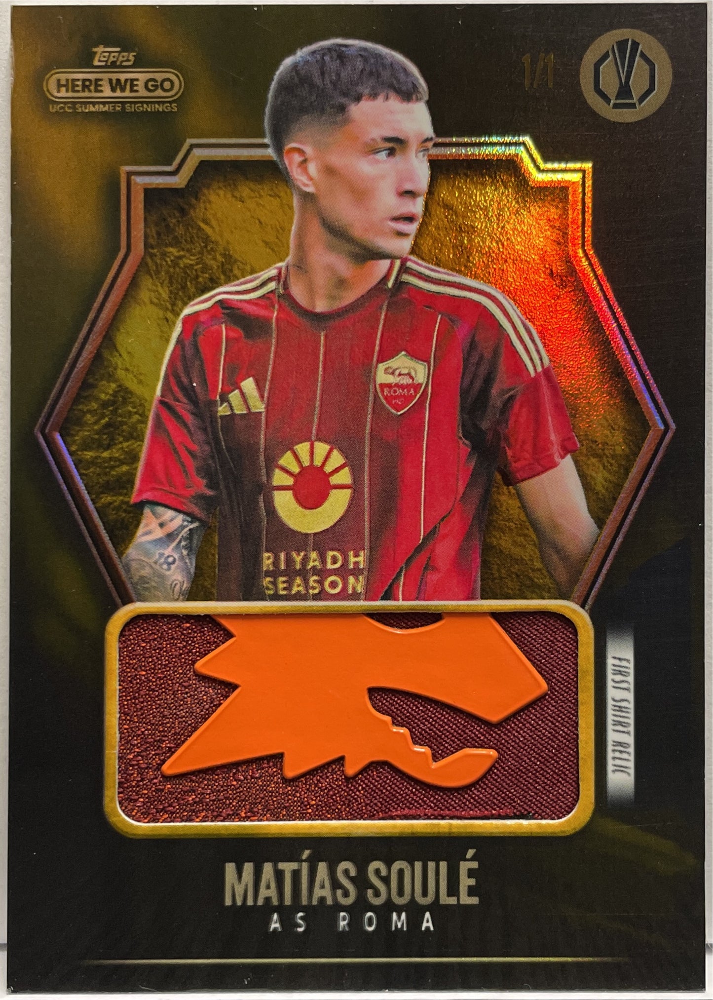 Matias Soule 1/1 Patch Autograph First Shirt Relic Topps Here We Go Fabrizio Romano 2024