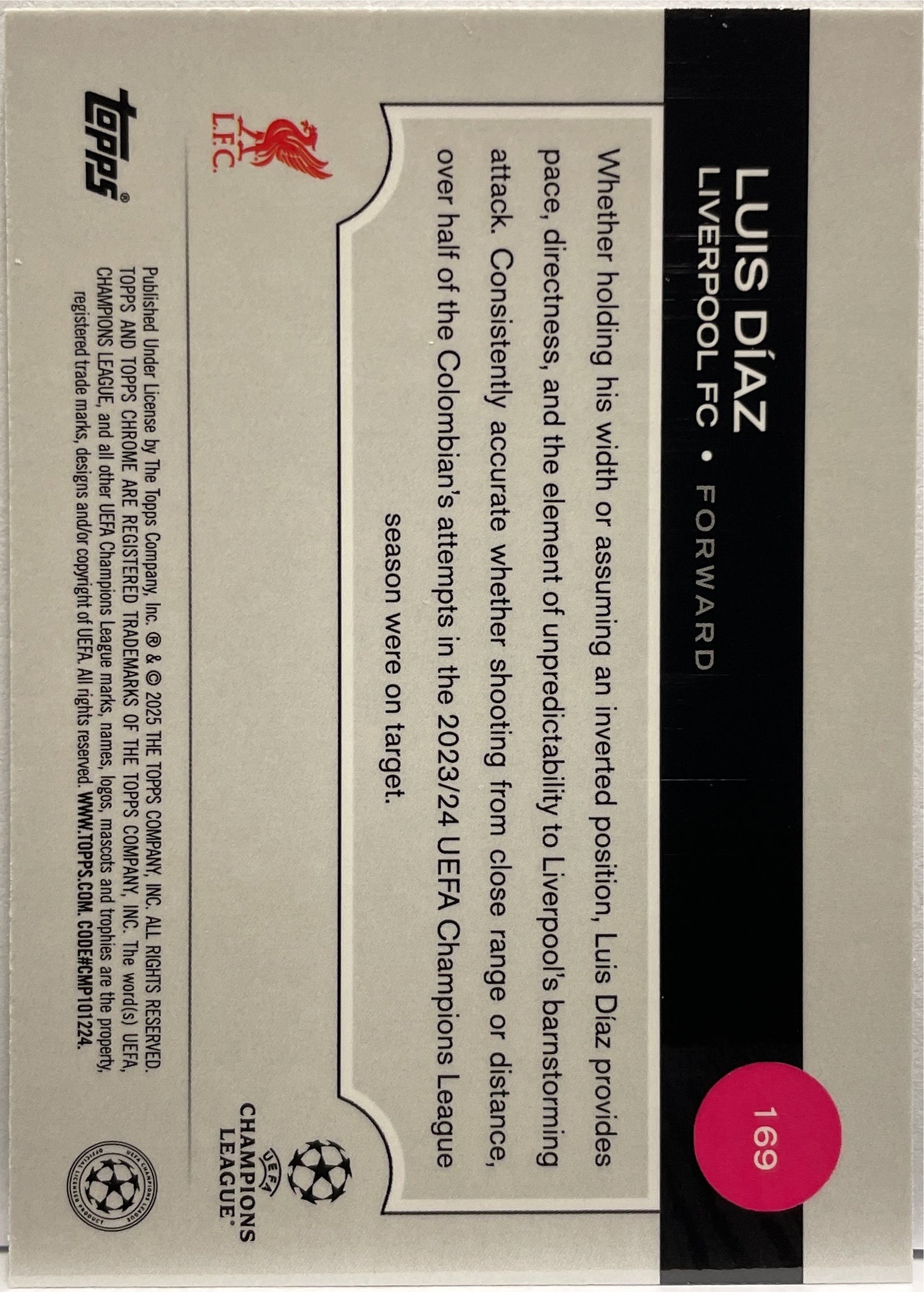 Luis Diaz 42/99 Green Topps Chrome UCC 2024/25